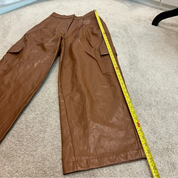 Anthropologie Twentysixhundred Brown faux leather cargo utility wide leg pants - Picture 16 of 17